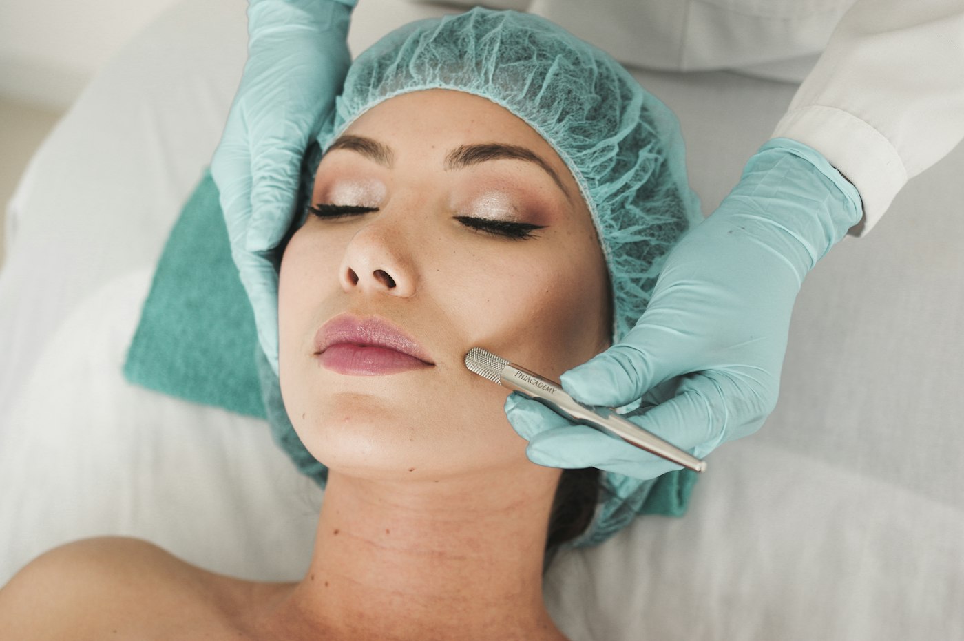 A client relaxing during a facial treatment