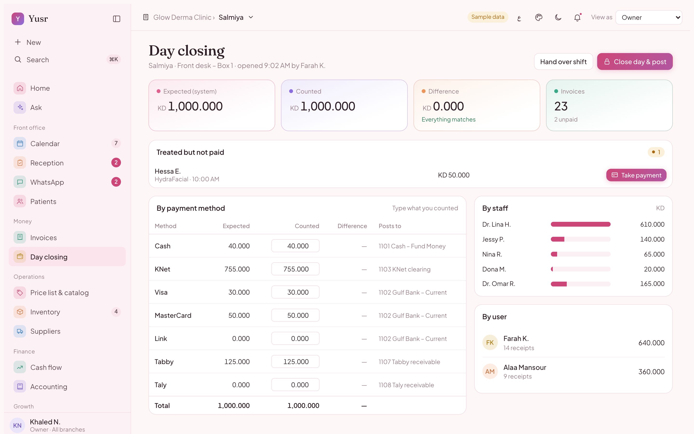 Close the day in minutes